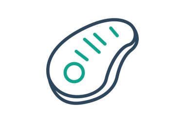 Biftek ikonu. çizgi simgesi tarzı. Yemekle ilgili bir ikon. yiyecek elemanları vektör illüstrasyonu