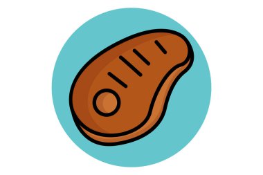 Biftek ikonu. Renkli taslak simge biçimi. Yemekle ilgili bir ikon. yiyecek elemanları vektör illüstrasyonu