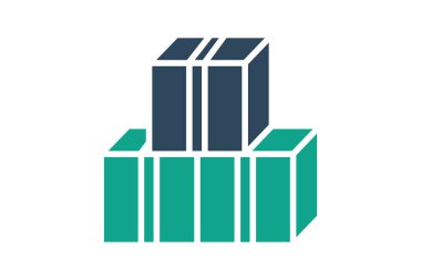 Mal simgesi. Katı ikon tarzı. Tedarikle ilgili simge. Tedarik yönetimi unsurları vektör illüstrasyonu