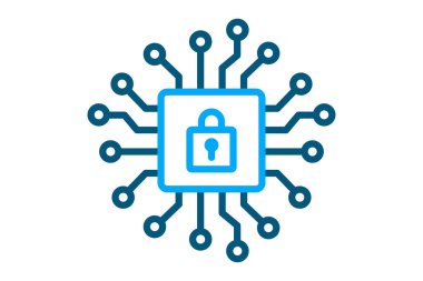 Güvenlik simgesi. çizgi simgesi tarzı. Ağ güvenliğiyle ilgili bir simge, IT. ağ ögeleri vektör illüstrasyonu