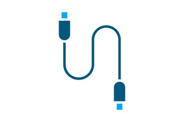 Kablo ikonu. Katı ikon tarzı. Teknolojiyle ilgili bir ikon. IT mimari unsurları vektör illüstrasyonu