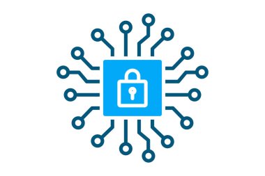 Güvenlik simgesi. Katı ikon tarzı. Ağ güvenliğiyle ilgili bir simge, IT. ağ ögeleri vektör illüstrasyonu