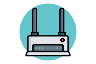 Yönlendirici simgesi. Renkli taslak simge biçimi. Bilgi İşlem ile ilgili simge. ağ ögeleri vektör illüstrasyonu