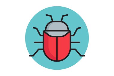 Böcek simgesi. Renkli taslak simge biçimi. Bilgi İşlem ile ilgili simge. IT mimari unsurları vektör illüstrasyonu