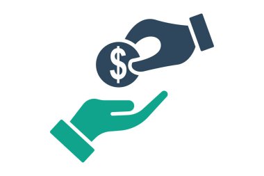 Hayırseverlik simgesi. Katı ikon tarzı. El çabukluğu. Bağış ve hayırseverlikle ilgili bir ikon. bağış elemanları vektör illüstrasyonu