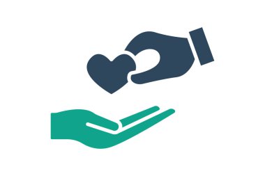 İlgi simgesi. Katı ikon tarzı. Yüreğimle veriyorum. Hayır işleriyle ilgili bir ikon. bağış elemanları vektör illüstrasyonu