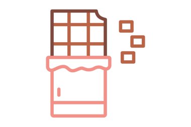 Çikolata ikonu. çizgi simgesi tarzı. Valentine 'la ilgili bir ikon. Sevgililer Günü elemanları vektör illüstrasyonu