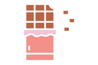 Çikolata ikonu. Katı ikon tarzı. Valentine 'la ilgili bir ikon. Sevgililer Günü elemanları vektör illüstrasyonu