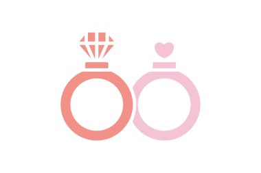 Yüzük ikonu. Katı ikon tarzı. Partiyle ilgili bir ikon, Valentine. Sevgililer Günü elemanları vektör illüstrasyonu