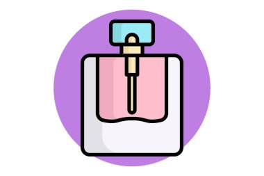 Parfüm ikonu. Renkli taslak simge biçimi. Partiyle ilgili bir ikon, Valentine. Sevgililer Günü elemanları vektör illüstrasyonu