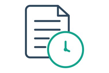 Tarih ikonu. çizgi simgesi tarzı. Saati olan belge. Zaman ve tarihle ilgili simge. zaman ögeleri vektör illüstrasyonu