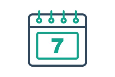 Haftanın ikonu. çizgi simgesi tarzı. 7 günlük takvim. Zaman ve tarihle ilgili simge. zaman ögeleri vektör illüstrasyonu