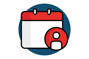 Randevu simgesi. Renkli taslak simge biçimi. İnsanlarla takvim. Zaman ve tarihle ilgili simge. zaman ögeleri vektör illüstrasyonu