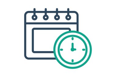 Zamanlama simgesi. çizgi simgesi tarzı. Zaman ve tarihle ilgili simge. zaman ögeleri vektör illüstrasyonu