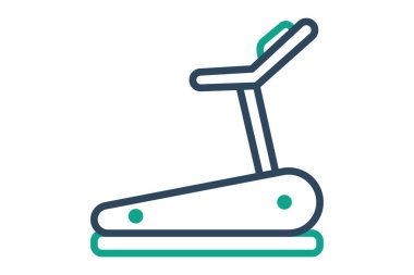 Koşu bandı ikonu. çizgi simgesi tarzı. Spor salonu ve fitness ile ilgili bir ikon. spor elemanları vektör illüstrasyonu
