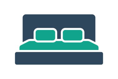 Yatak ikonu. Katı ikon tarzı. Mobilyalarla ilgili bir ikon. mobilya elemanları vektör illüstrasyonu