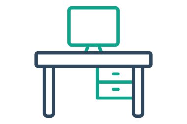 Masa simgesi. çizgi simgesi tarzı. Mobilyalarla ilgili bir ikon. mobilya elemanları vektör illüstrasyonu