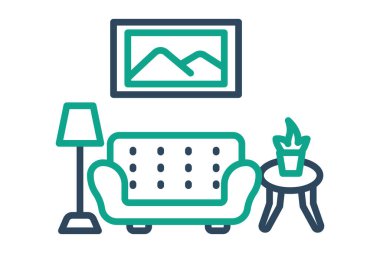 İç simge. çizgi simgesi tarzı. Mobilyalarla ilgili bir ikon. mobilya elemanları vektör illüstrasyonu