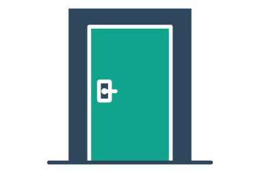 Kapı simgesi. Katı ikon tarzı. Mobilyalarla ilgili bir ikon. mobilya elemanları vektör illüstrasyonu