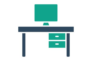 Masa simgesi. Katı ikon tarzı. Mobilyalarla ilgili bir ikon. mobilya elemanları vektör illüstrasyonu