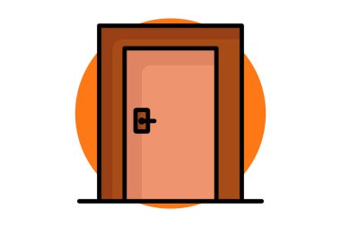 Kapı simgesi. Renkli taslak simge biçimi. Mobilyalarla ilgili bir ikon. mobilya elemanları vektör illüstrasyonu