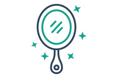 Ayna simgesi. çizgi simgesi tarzı. Mobilyalarla ilgili bir ikon. mobilya elemanları vektör illüstrasyonu