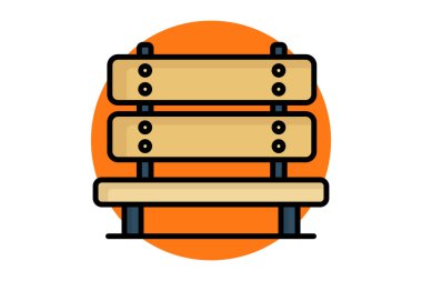 Benç ikonu. Renkli taslak simge biçimi. Mobilyalarla ilgili bir ikon. mobilya elemanları vektör illüstrasyonu