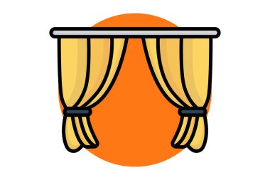 perde simgesi. Renkli taslak simge biçimi. Mobilyalarla ilgili bir ikon. mobilya elemanları vektör illüstrasyonu