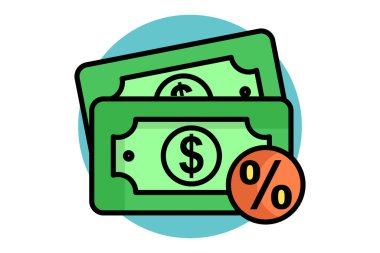 Komisyon simgesi. Renkli taslak simge biçimi. Dijital pazarlama ile ilgili bir simge. iş ögeleri vektör illüstrasyonu