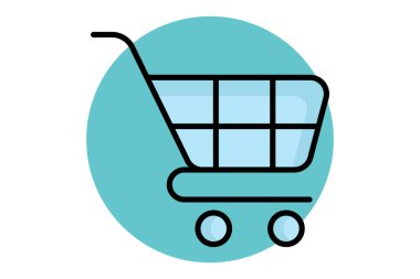 Alışveriş arabası ikonu. çizgi simgesi tarzı. Dijital pazarlama ile ilgili bir simge. iş ögeleri vektör illüstrasyonu