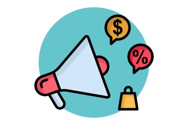 Terfi ikonu. Renkli taslak simge biçimi. Dijital pazarlama ile ilgili bir simge. iş ögeleri vektör illüstrasyonu