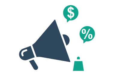 Terfi ikonu. Katı ikon tarzı. Dijital pazarlama ile ilgili bir simge. iş ögeleri vektör illüstrasyonu