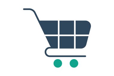 Alışveriş arabası ikonu. Katı ikon tarzı. Dijital pazarlama ile ilgili bir simge. iş ögeleri vektör illüstrasyonu