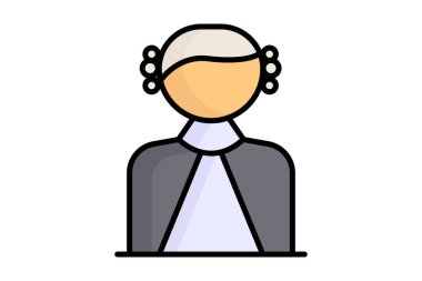 Yargıç Icon. Renkli taslak simge biçimi. Karar vermekle ilgili bir ikon. kanun unsurları vektör illüstrasyonu