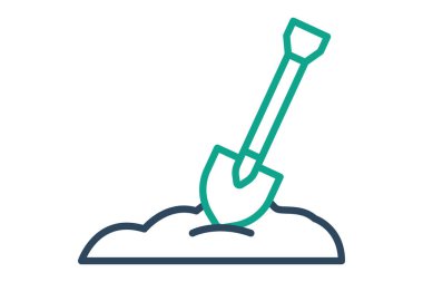 Kürek ikonu. çizgi simgesi tarzı. Elle yetiştirme ve çalışmayla ilgili bir simge. tarım elementleri vektör illüstrasyonu