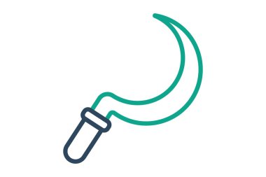 Orak ikonu. çizgi simgesi tarzı. Elle yetiştirme ve çalışmayla ilgili bir simge. tarım elementleri vektör illüstrasyonu