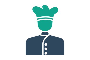 Şef ikonu. Katı ikon tarzı. Aşçılıkla ilgili bir ikon. yemek elemanları vektör illüstrasyonu