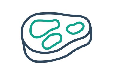 Et ikonu. çizgi simgesi tarzı. Et ile ilgili bir ikon. yiyecek elemanları vektör illüstrasyonu