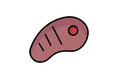 Biftek ikonu. Renkli taslak simge biçimi. Biftek kesimiyle ilgili bir ikon. yiyecek elemanları vektör illüstrasyonu