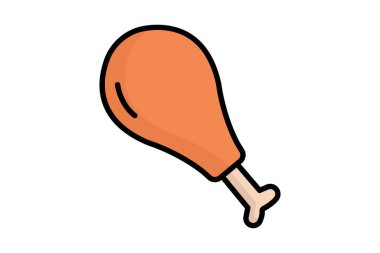 Tavuk budu ikonu. Renkli taslak simge biçimi. Et ile ilgili bir ikon. yiyecek elemanları vektör illüstrasyonu