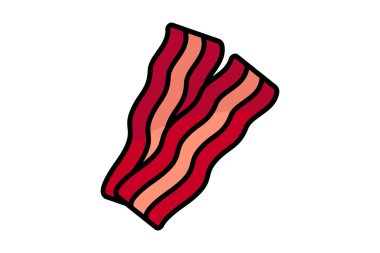 Pastırma ikonu. Renkli taslak simge biçimi. Et ile ilgili bir ikon. yiyecek elemanları vektör illüstrasyonu