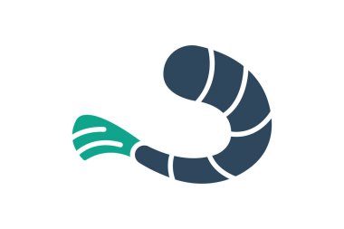 Karides ikonu. Katı ikon tarzı. Yiyecekle ilgili bir ikon. deniz ürünleri vektör illüstrasyonu