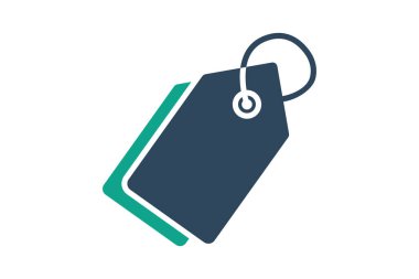 Etiket simgesi. Katı ikon tarzı. Markalaşmayla ilgili bir ikon. iş ögeleri vektör illüstrasyonu