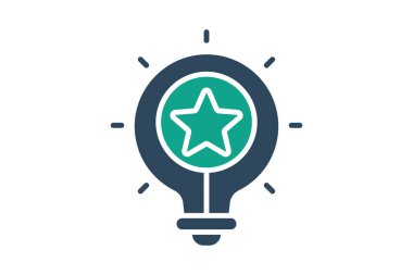 İlham ikonu. Katı ikon tarzı. Markayla ilgili bir ikon. iş ögeleri vektör illüstrasyonu