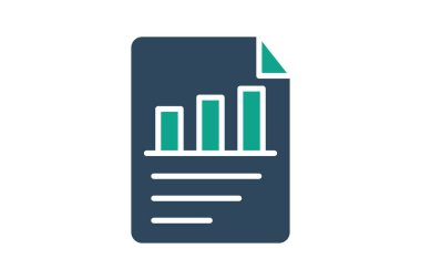 Rapor simgesi. Katı ikon tarzı. Değerlendirmeyle ilgili simge. iş ögeleri vektör illüstrasyonu