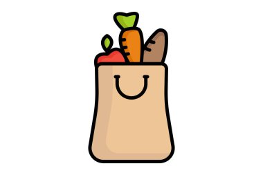 Market poşeti ikonu. Lineal ikon tarzı. Sıfır atıkla ilgili simge. atık elementler vektör illüstrasyonu