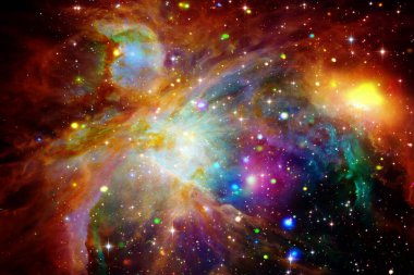 Kozmik galaksi arka planı. Yıldızlar ve kozmik gaz. Nasa tarafından döşenmiş bu görüntünün unsurları