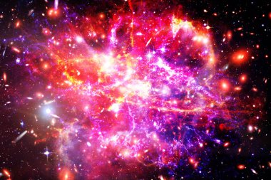 Yıldız kümesi ve galaksi. Nasa tarafından döşenmiş bu görüntünün unsurları