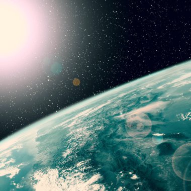 Uzaydan destansı gün doğumu. Nasa tarafından döşenmiş bu görüntünün unsurları