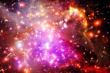 Yıldız kümesi ve galaksi. Nasa tarafından döşenmiş bu görüntünün unsurları